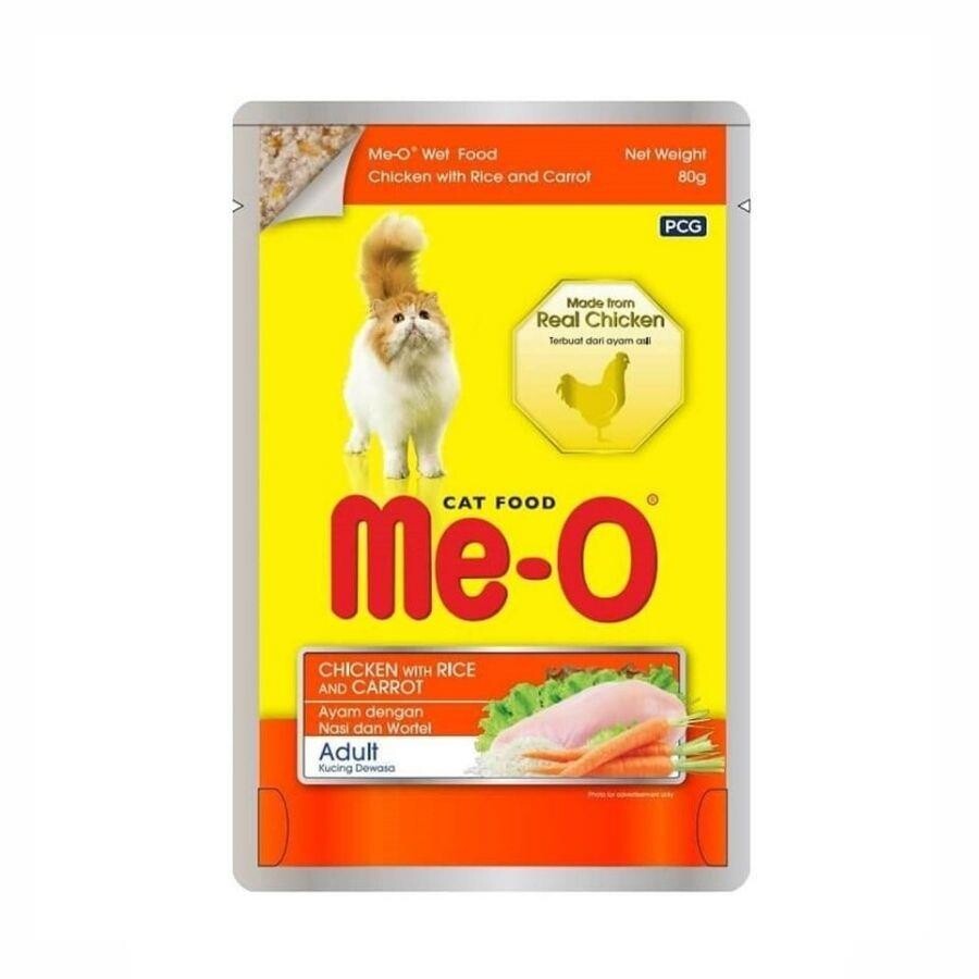 Me-o Pouch Tavuk. Pirinç Ve Havuçlu Yetişkin Kedi Konservesi 80 GR | SRC: Barcode: 8850477027824